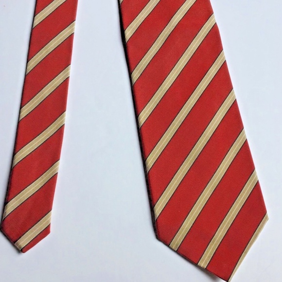 Altea nice red colour striped all Silk & cotton tie .Made in Italy 🇮🇹 - Picture 7 of 7
